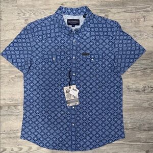 Panhandle Men's Royal Blue Medallion Western Pearl Snap Shirt